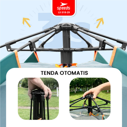 SPEEDS Tenda Camping Besar Otomatis Portabel Muat 6-9 Orang 2 Pintu Kemah Piknik Outdoor Kanopi 018-29