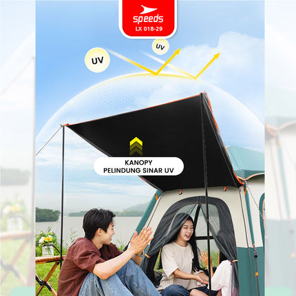 SPEEDS Tenda Camping Besar Otomatis Portabel Muat 6-9 Orang 2 Pintu Kemah Piknik Outdoor Kanopi 018-29