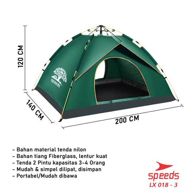 SPEEDS Tenda Camping Manual Untuk 2 Orang 018-3