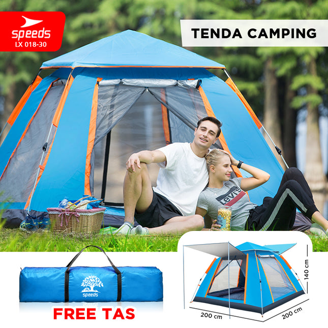 SPEEDS Tenda Camping Manual Lipat Untuk 4-5 Orang 018-30