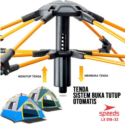 SPEEDS Tenda Camping Lipat Untuk 3-4 Orang Tenda Gunung Tenda Manual Portable Waterproof 018-32
