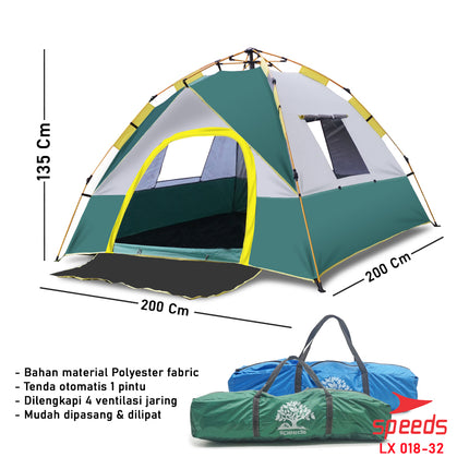 SPEEDS Tenda Camping Lipat Untuk 3-4 Orang Tenda Gunung Tenda Manual Portable Waterproof 018-32