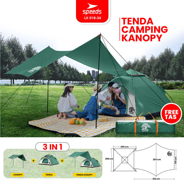 SPEEDS Tenda Camping Manual Untuk 3-4 Orang 018-34