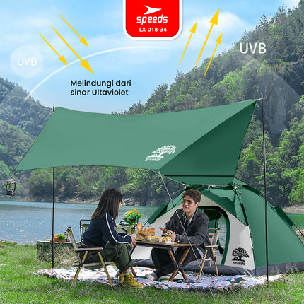 SPEEDS Tenda Camping Mendaki 3in1 Kanopi Anti Panas Tent Kemah 3-4 Orang Portabel Outdoor 018-34