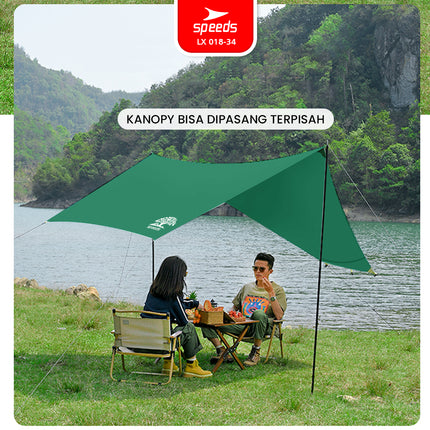 SPEEDS Tenda Camping Mendaki 3in1 Kanopi Anti Panas Tent Kemah 3-4 Orang Portabel Outdoor 018-34
