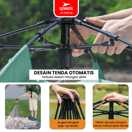 SPEEDS Tenda Camping Mendaki 3in1 Kanopi Anti Panas Tent Kemah 3-4 Orang Portabel Outdoor 018-34