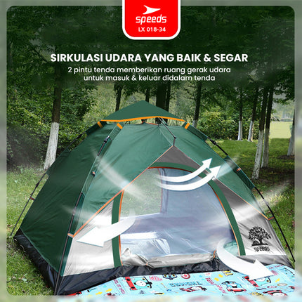 SPEEDS Tenda Camping Mendaki 3in1 Kanopi Anti Panas Tent Kemah 3-4 Orang Portabel Outdoor 018-34