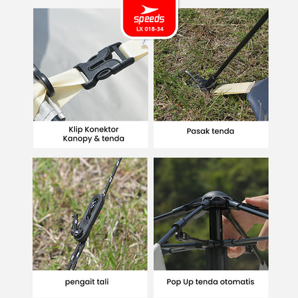 SPEEDS Tenda Camping Mendaki 3in1 Kanopi Anti Panas Tent Kemah 3-4 Orang Portabel Outdoor 018-34