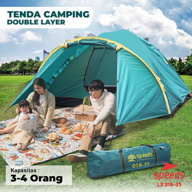 SPEEDS Tenda Camping Lipat Manual Untuk 2-4 Orang 018-35