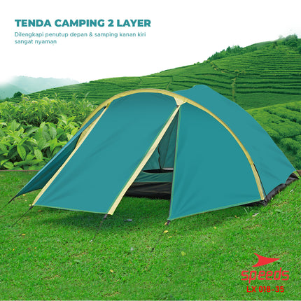 SPEEDS Tenda Camping Lipat Untuk 2-4 Orang Tenda Gunung Dome Manual Portable Anti Air 018-35