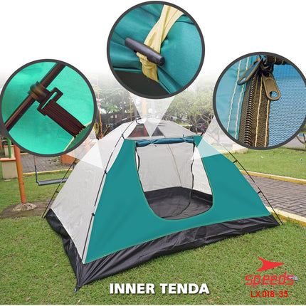 SPEEDS Tenda Camping Lipat Untuk 2-4 Orang Tenda Gunung Dome Manual Portable Anti Air 018-35