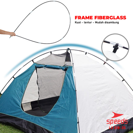 SPEEDS Tenda Camping Lipat Untuk 2-4 Orang Tenda Gunung Dome Manual Portable Anti Air 018-35