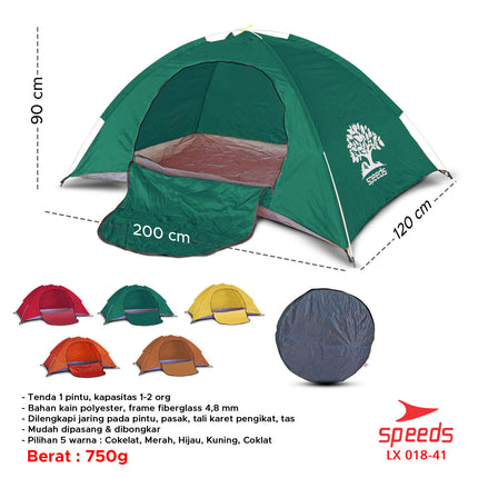 SPEEDS Tenda Camping Otomatis Kapasitas 1-2 Orang Tenda Gunung Indoor dan Outdoor 018-41