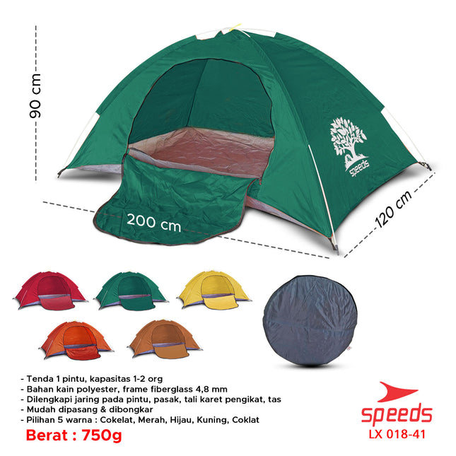 SPEEDS Tenda Camping Otomatis Kapasitas 1-2 Orang 018-41