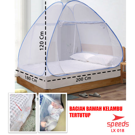 SPEEDS Kelambu Lipat Kelambu Bayi Dewasa Kelambu Tidur Anti Nyamuk Ukuran 1,8x2M 018-42