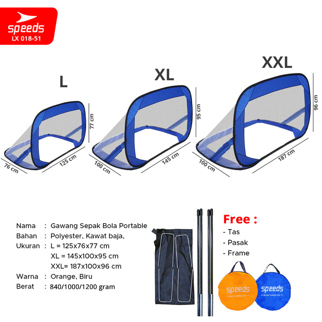 SPEEDS Gawang Sepak Bola Jaring Lipat Portable Goal 187cm L XL XXL 018-51