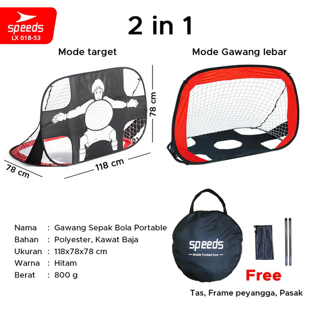 SPEEDS Gawang Sepak Bola Jaring Lipat Portable 118x78x78 018-53