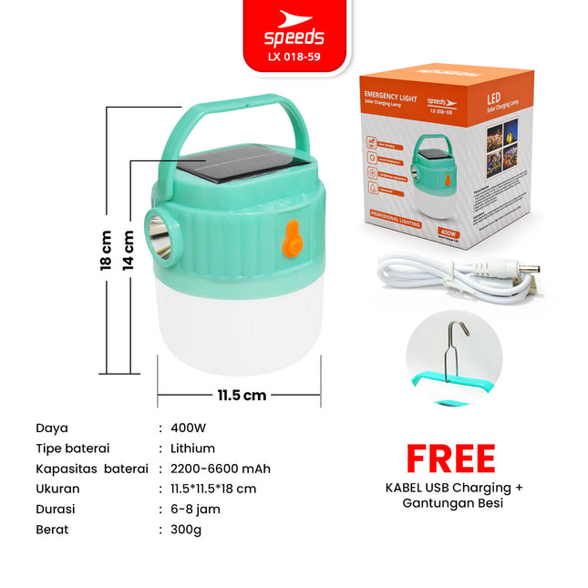 SPEEDS Lampu Emergency LED Gantung Solar Panel 200W & 400W 018-59