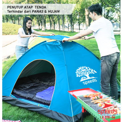 SPEEDS Tenda Camping Biru Kapasitas 2 Orang Tenda Otomatis Outdoor & Indoor Tenda Lipat 018-6