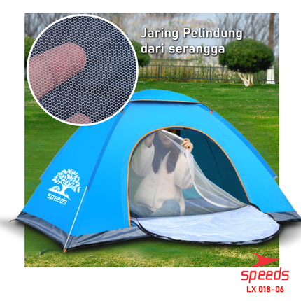 SPEEDS Tenda Camping Biru Kapasitas 2 Orang Tenda Otomatis Outdoor & Indoor Tenda Lipat 018-6