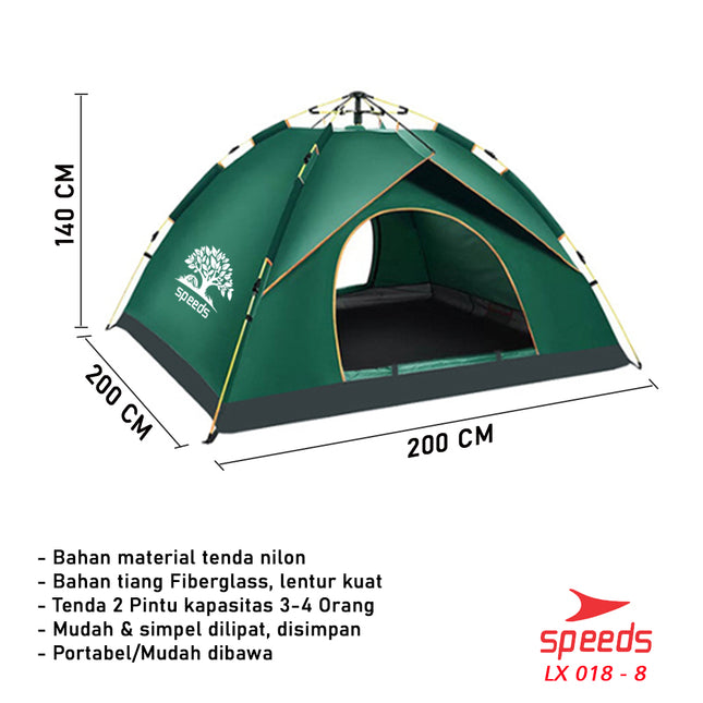 SPEEDS Tenda Camping Kemah Otomatis 4-5 Orang 018-8