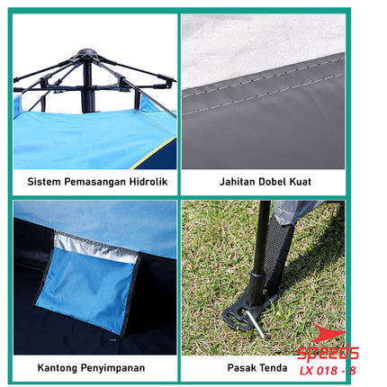 SPEEDS Tenda Camping Kemah Otomatis 4-5 Orang Lipat Portable Waterproof Anti Air Outdoor 018-8