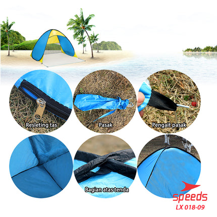 SPEEDS Tenda Camping Terbuka Otomatis Piknik/Pantai/Santai 2-3 Orang Dengan Alas Anti Air 018-9