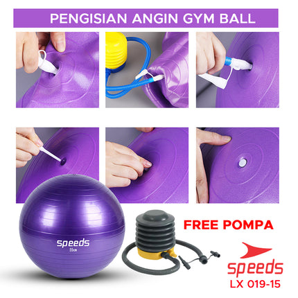 SPEEDS Gymball tebal fitness 45 cm Bola Gym Bola yoga alat olahraga pregnant (Bonus Pompa) 019-15