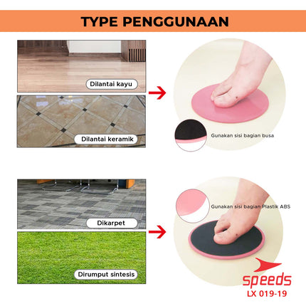 SPEEDS Slider Disc Gliding Disc Power Slider Plate Fitness Core Slider Bundar Olahraga 019-19