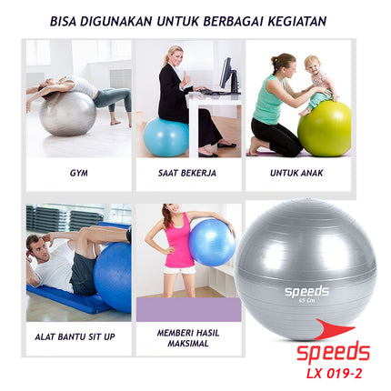 SPEEDS Gym Ball fitness 65 cm / Bola Gym / Bola yoga alat olahraga Gymball (Bonus Pompa) 019-2