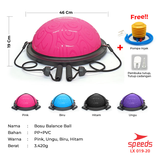 SPEEDS Bosu Ball Balance Pad Olahraga Rumah Gymball Fitness Olahraga 019-20