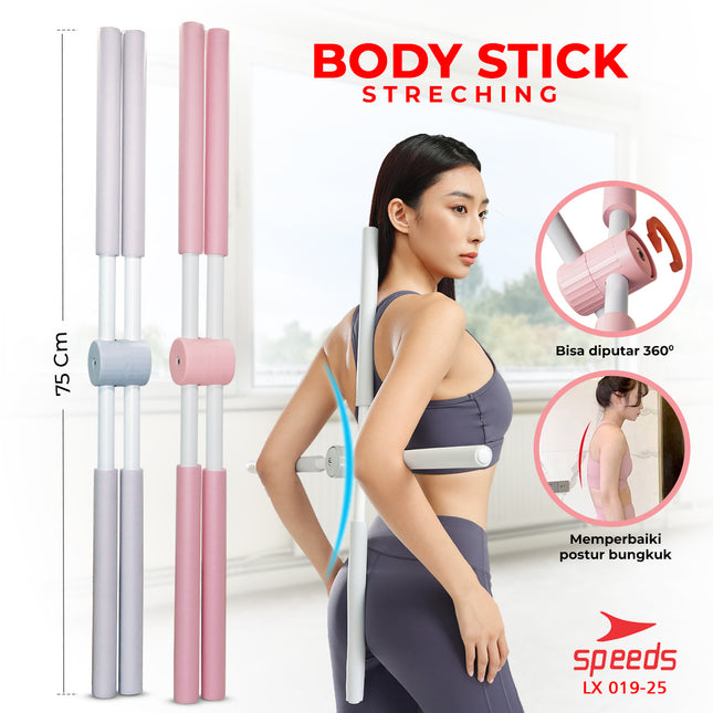 SPEEDS Tongkat Yoga untuk Latihan Yoga Pilates Yoga Stick Lipat Putar Alat Latihan Punggung 019-25