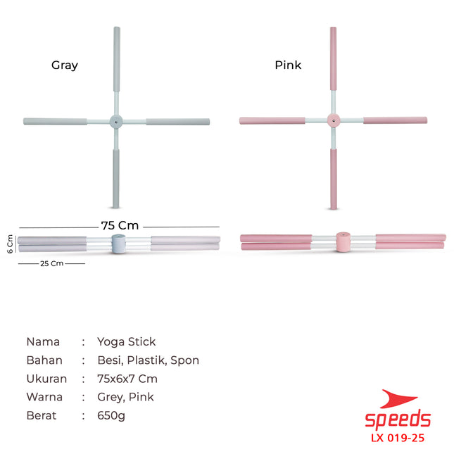 SPEEDS Tongkat Yoga untuk Latihan Yoga Pilates Yoga Stick Lipat Putar Alat Latihan Punggung 019-25