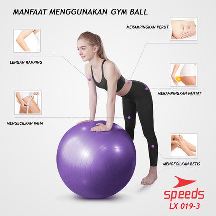 SPEEDS Gym Ball fitness 75 cm Bola Gym Bola yoga alat olahraga (Bonus Pompa) Gymball 019-3