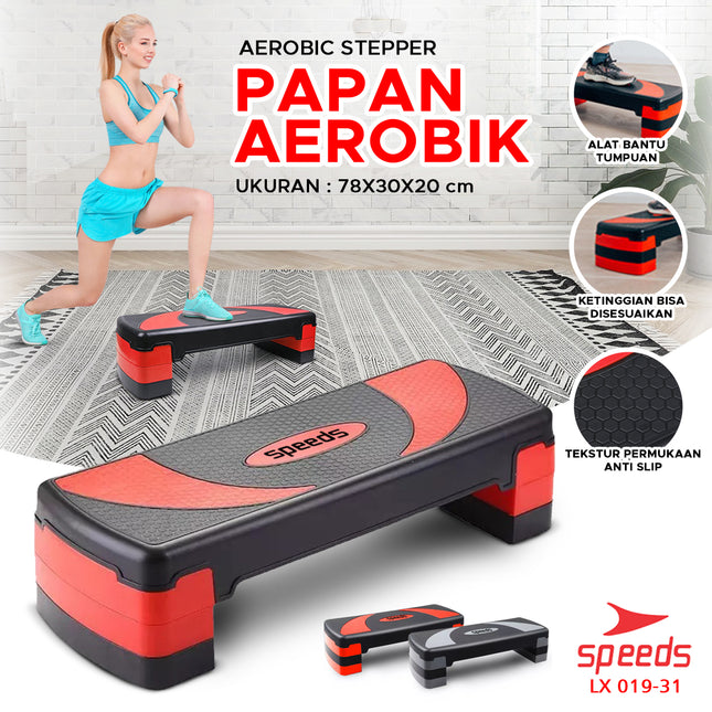 SPEEDS Papan Senam Aerobik 3 Tingkatan Zumba Step Aerobic Stepper Portabel Alat Fitness Olahraga 019-31