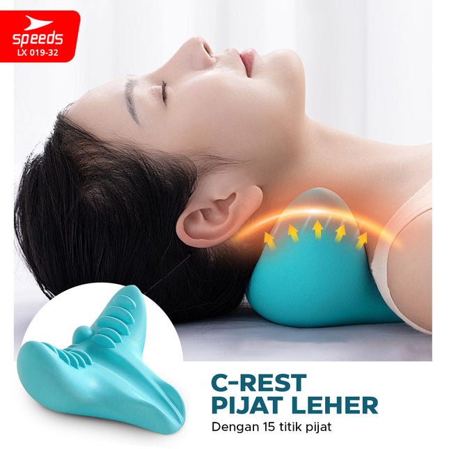 SPEEDS Bantal Pijat Leher Bentuk C-Rest Pillow / Pereda Sakit Neck Relaxer Tulang Belakang Chiropractic Cervical Massage Tanpa Daya atau Baterai 019-32