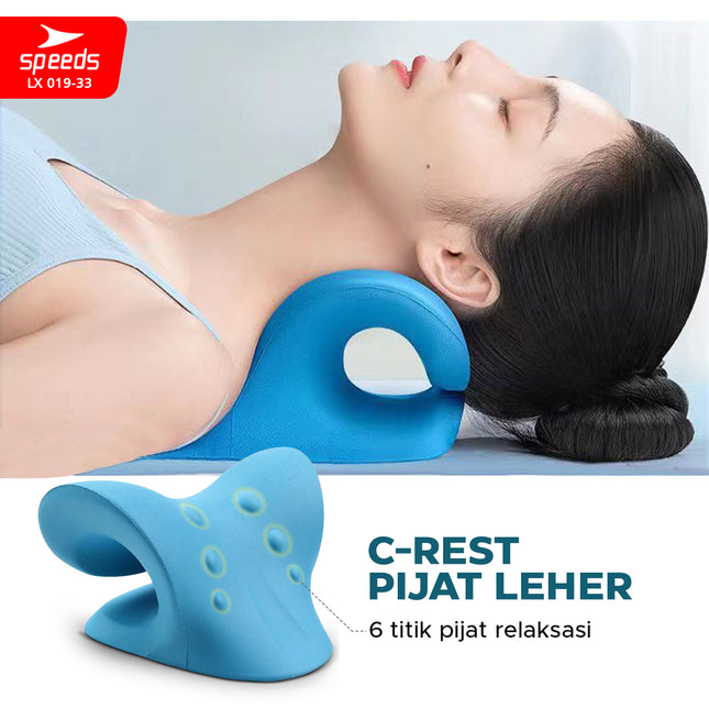 SPEEDS Bantal Pijat Leher Bentuk C-Rest Pillow Pereda Sakit Neck Relaxer Tulang Belakang Tanpa Listrik LX 019-33
