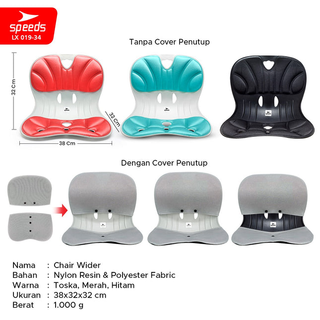 SPEEDS Postur Portable Chair Kursi Plastik Sandaran Penopang Kursi Punggung  Penyangga Punggung  LX 019-34