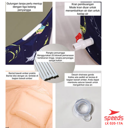 SPEEDS Bak Mandi Lipat Folding Bathtub Portable Bathtub Lipat Tempat Mandi Dewasa SPA Air Hangat 020-17