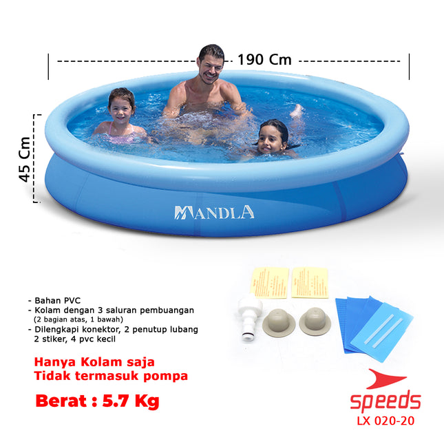 SPEEDS Kolam Mandi Tiup Anak Bulat 190x45cm 020-20