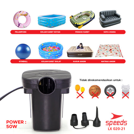 SPEEDS Pompa Angin Otomatis Pompa Kasur Angin Double Quick Pompa Udara Otomatis 020-21