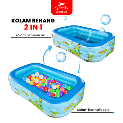 SPEEDS Kolam Renang 310x183x56cm 3 Layer Anak Jumbo Kolam Renang Pompa Bahan Kuat Motif Lucu Swimming Pool For Kids 020-32