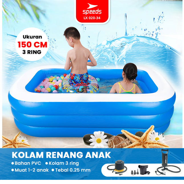 SPEEDS Kolam Renang 150x105x56cm Balita Kolam Renang Main Anak Warna Biru Inflatable Swimming Pool For Kids 020-34