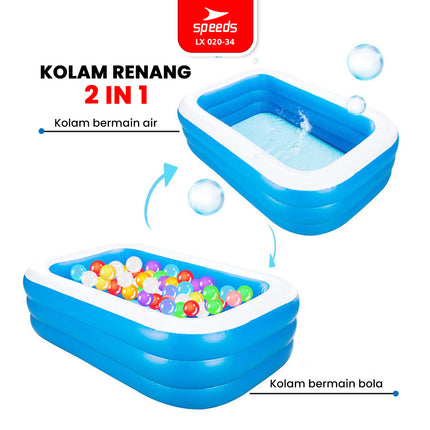 SPEEDS Kolam Renang 150x105x56cm Balita Kolam Renang Main Anak Warna Biru Inflatable Swimming Pool For Kids 020-34