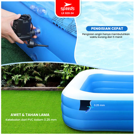SPEEDS Kolam Renang 150x105x56cm Balita Kolam Renang Main Anak Warna Biru Inflatable Swimming Pool For Kids 020-34