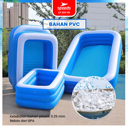 SPEEDS Kolam Renang 210x140x56cm Balita Kolam Renang Pompa Bahan Kuat Lentur Inflatable Swimming Pool For Kids 020-36