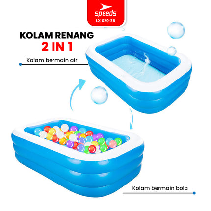 SPEEDS Kolam Renang 210x140x56cm Balita Kolam Renang Pompa Bahan Kuat Lentur Inflatable Swimming Pool For Kids 020-36
