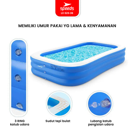 SPEEDS Kolam Renang 210x140x56cm Balita Kolam Renang Pompa Bahan Kuat Lentur Inflatable Swimming Pool For Kids 020-36