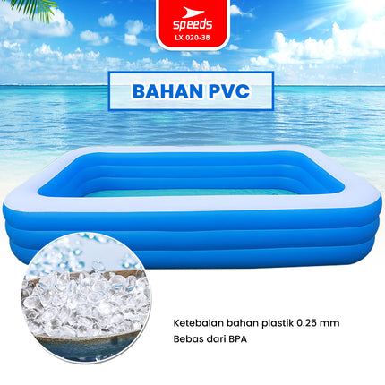 SPEEDS Kolam Renang Anak 310x183x56cm Ukuran Jumbo Kolam Renang Tiup Pompa Bahan Kuat Inflatable Swimming Pool For Kids 020-38
