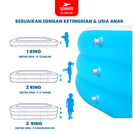 SPEEDS Kolam Renang Anak 310x183x56cm Ukuran Jumbo Kolam Renang Tiup Pompa Bahan Kuat Inflatable Swimming Pool For Kids 020-38